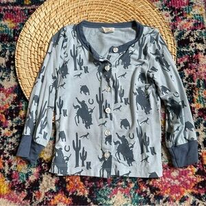 Kate Quinn Cowboy Western Cactus Button Front Shirt Bamboo 18-24 Months
